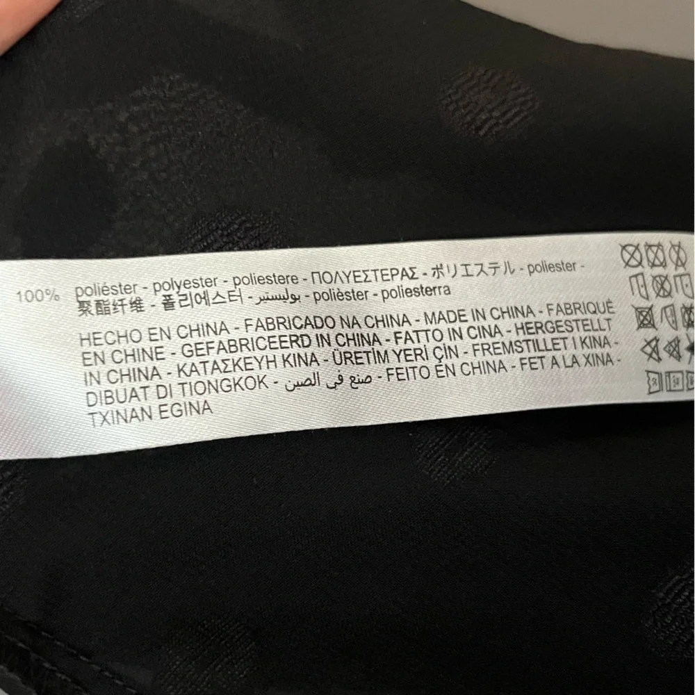 ZARA Semi Sheer Pompom Polka Dot Long Sleeve Puff Shoulder Blouse Black Size XS - Picture 7 of 8